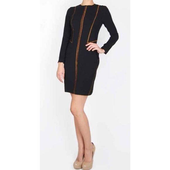 Rag & Bone Raj Black Crepe Sheath with Prominent Copper Stitching size 6 - Picture 8 of 10